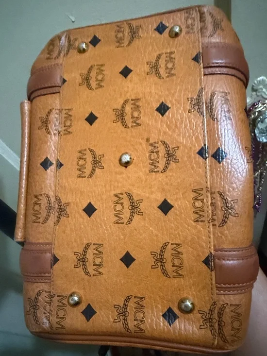 MCM Cognac Visetos Satchel with Gold Hardware - Picture 8 of 12